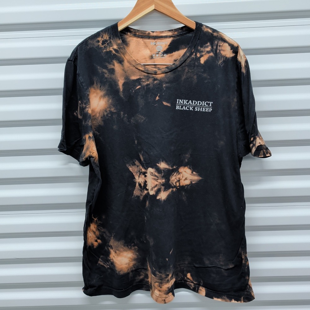 InkAddict T-Shirt 2XL Mens Black Sheep Bleach Tie Dye Graphic Tee Cotton — photo 2